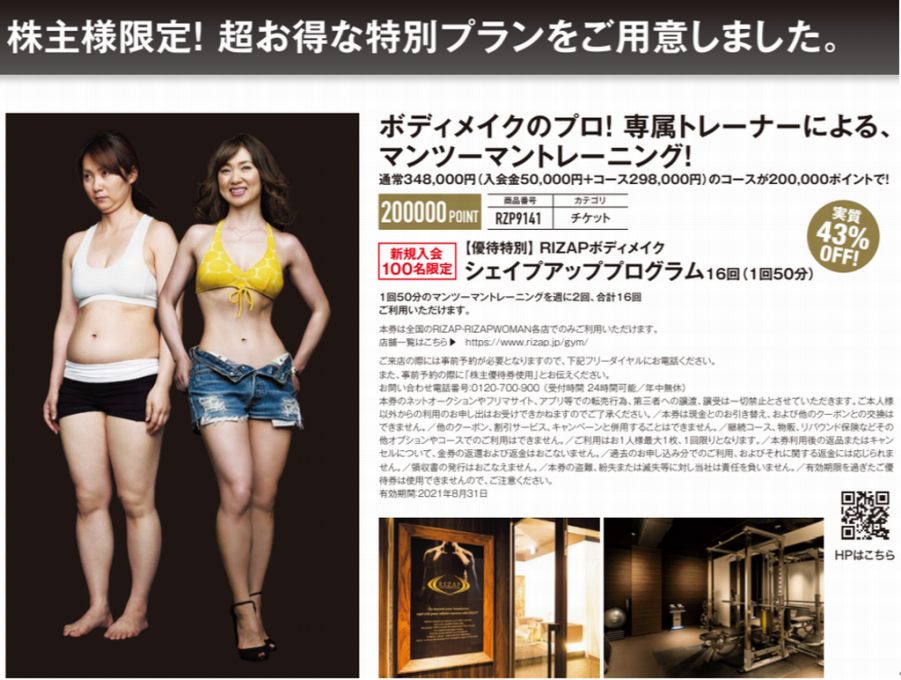 ライザップ株主優待制度